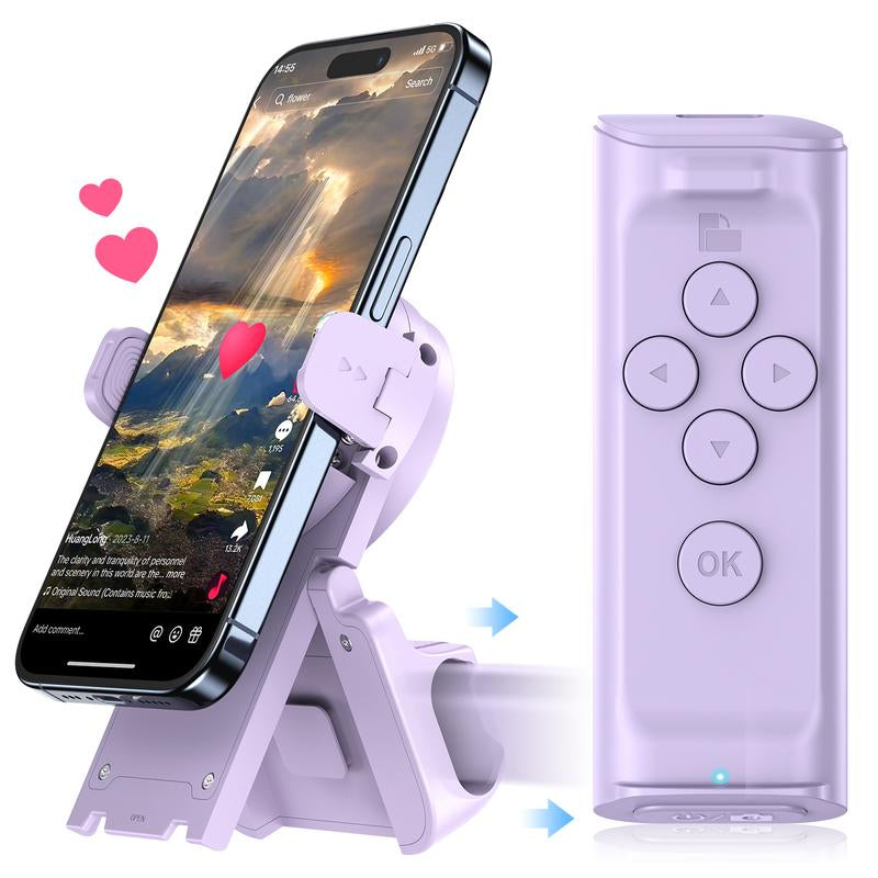 PUTARE Remote Control for Tiktok Scrolling with Smartphone Holder Stand, Wireless Scroller Page Turner, Camera Shutter Video Recording for Ios Android, Cellphone Selfie Accessory,Upgraded,Tiktokshopholidayhaul
