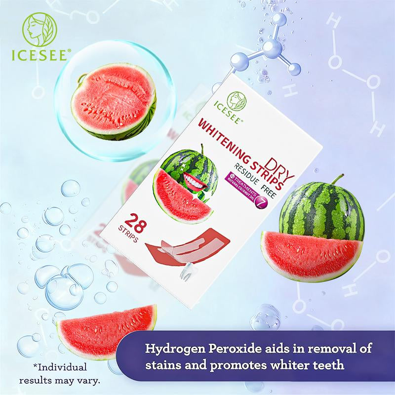 ICESEE Watermelon Flavored Teeth Whitening Strips, 28-Day Treatment, Gently Cares for Sensitive Gums, Removes Coffee and Tea Stains, Suitable for Daily Teeth Whitening.