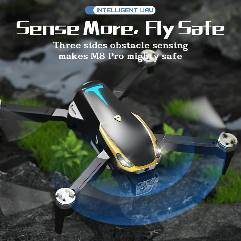 Aerial Drone M8 Pro 2025 GPS Positioning 4K UHD EIS Camera 5G Wifi FPV Brushless Motors Optical Flow Hover Intelligent Obstacle Avoidance Auto Return 360° Stunt Roll Two Batteries