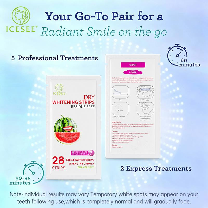 ICESEE Watermelon Flavored Teeth Whitening Strips, 28-Day Treatment, Gently Cares for Sensitive Gums, Removes Coffee and Tea Stains, Suitable for Daily Teeth Whitening.