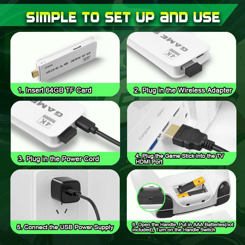 Mass Games Retro Game Console with 20000+ Built-In Games 19 Emulators 2 Wireless Controllers 4K Output & 64GB SD Card Perfect for Kids & Adults - Portable Gaming System,Tiktokshopblackfriday