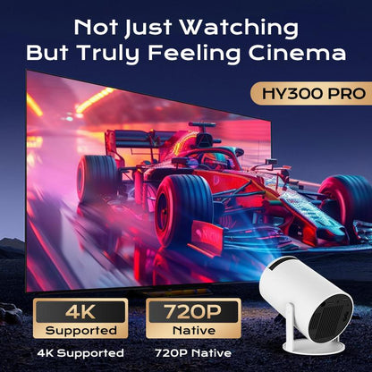Hy300Pro+ Portable Projector Outdoor Mini 4K Decoding with 5G Wifi 6 & BT 5.0 720P Full HD 160 ANSI Lumens for Android Audio Bluetooth Gaming Home Theater