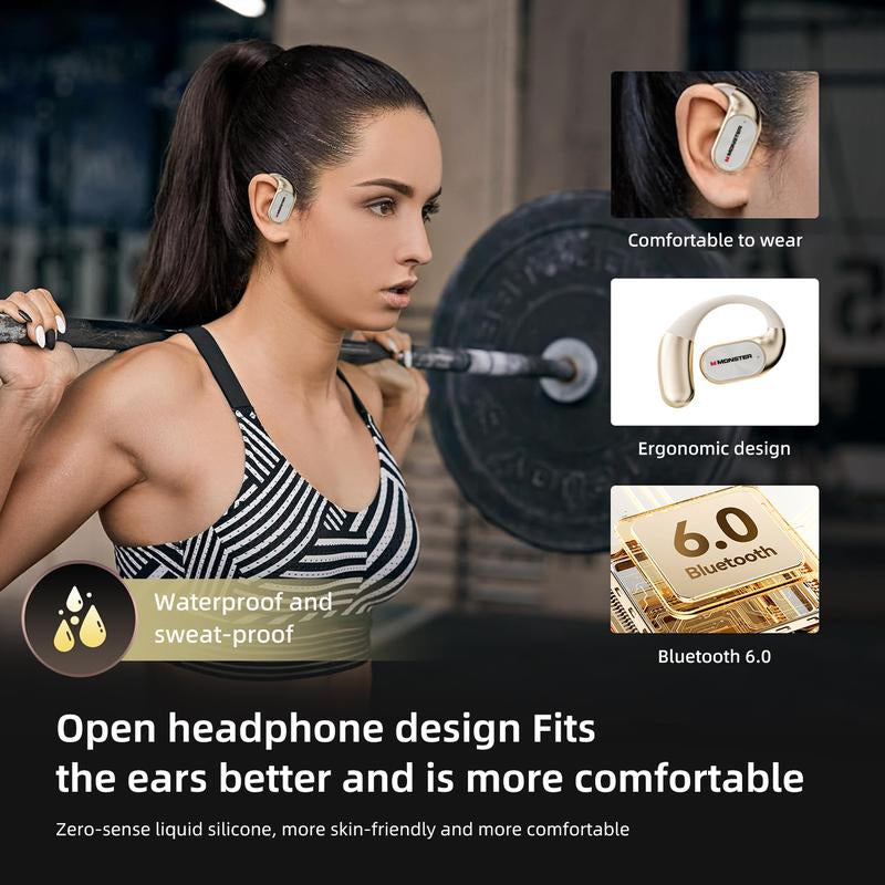 Monster Ear Buds - Headphones Bluetooth with Dual-Fold Design, Noise Isolation - 145H Playtime Wireless Earbuds Bluetooth 6.0, IPX5 Waterproof & Sweatproof Wireless Headphones, Headset Ideal Traveling Gadgets & Electronic Gifts for Men and Women