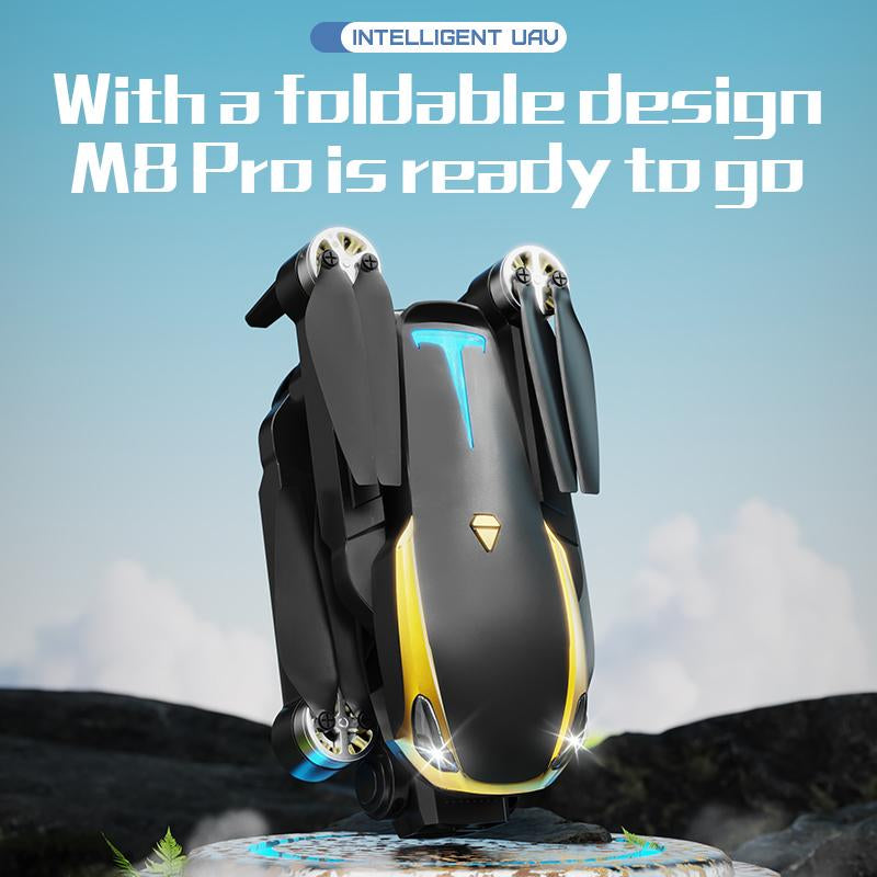 Aerial Drone M8 Pro 2025 GPS Positioning 4K UHD EIS Camera 5G Wifi FPV Brushless Motors Optical Flow Hover Intelligent Obstacle Avoidance Auto Return 360° Stunt Roll Two Batteries