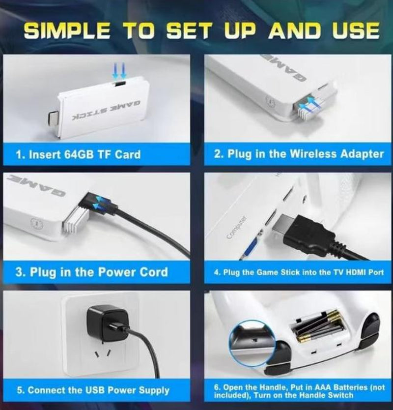 NEW Ultra HD Retro Game Console with 20,000+/30,000 Classic Games, Dual Wireless Controllers & Portable Emulator, Childhood Classic Game Stick