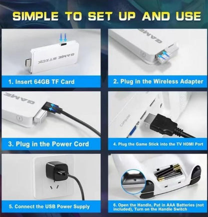 NEW Ultra HD Retro Game Console with 20,000+/30,000 Classic Games, Dual Wireless Controllers & Portable Emulator, Childhood Classic Game Stick