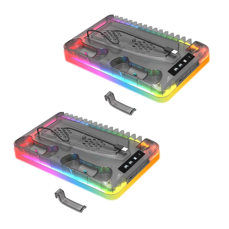 GAMINJA P58 Charging Base Cooling Bracket Compatible with PS5 Console, Vertical Stand Cooling Fan, Multi-Functional Cooling & Charging Station for PS5 Slim Pro All Model Universal