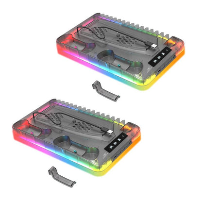 GAMINJA P58 Charging Base Cooling Bracket Compatible with PS5 Console, Vertical Stand Cooling Fan, Multi-Functional Cooling & Charging Station for PS5 Slim Pro All Model Universal