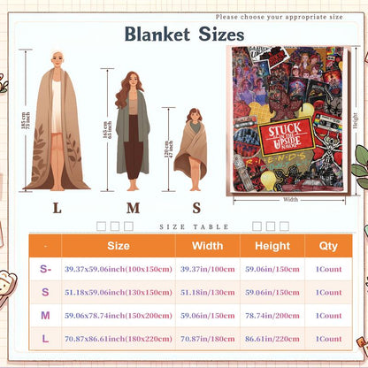 Stranger Things Collage-Style Flannel Blanket, Soft Cozy Warm, Features Upside down & Demogorgon, Ideal Gift for Netflix Fans