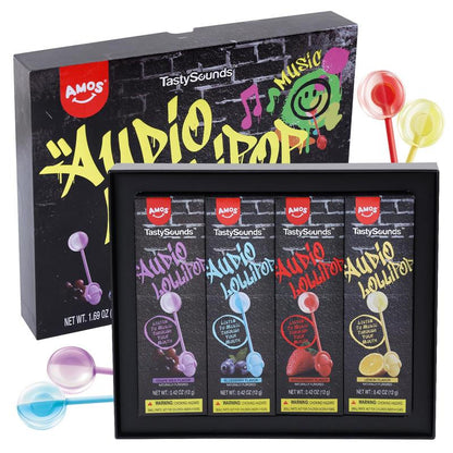 Amos Tastysounds Music Lollipops – Heart-Shaped, Sugar-Free Audio Candies with Bone Conduction Tech | K-Pop Vibe | Strawberry, Blueberry, Watermelon, Blackberry