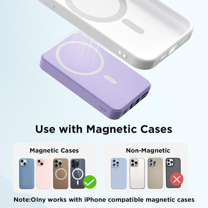 10000Mah Magnetic Power Bank,Foldable Wireless Portable Charger with LED Display,Fast Charging for Iphone 17/16/15/14/13/12 Pro/Pro Max/Plus, Compact Silicone