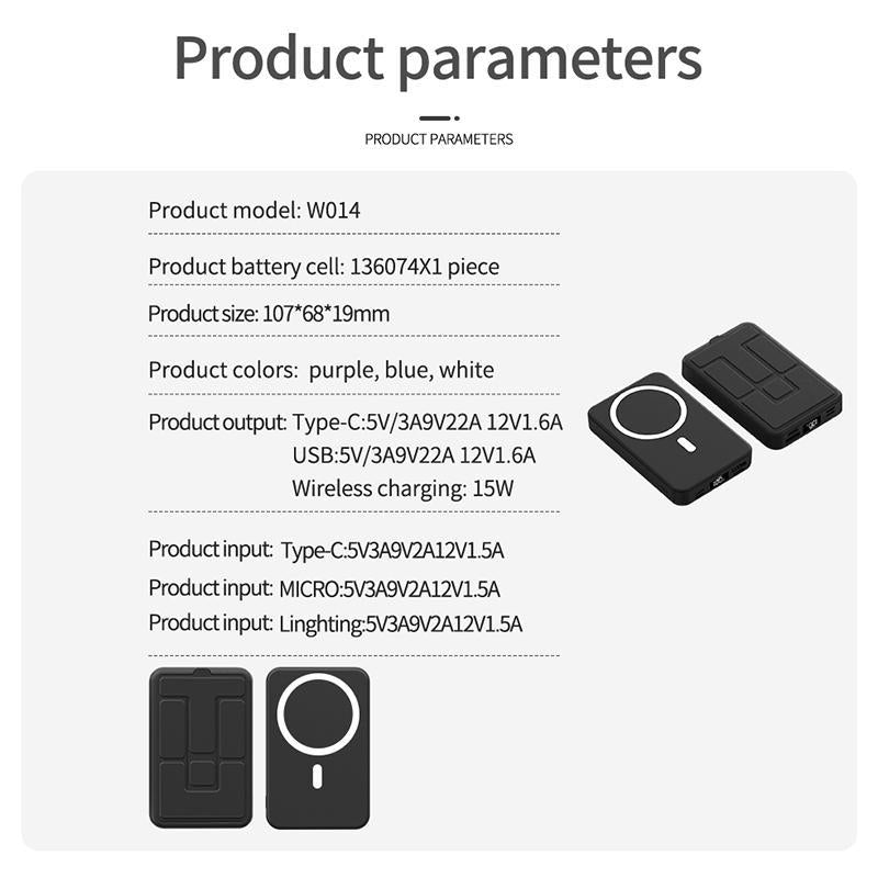 10000Mah Magnetic Power Bank,Foldable Wireless Portable Charger with LED Display,Fast Charging for Iphone 17/16/15/14/13/12 Pro/Pro Max/Plus, Compact Silicone