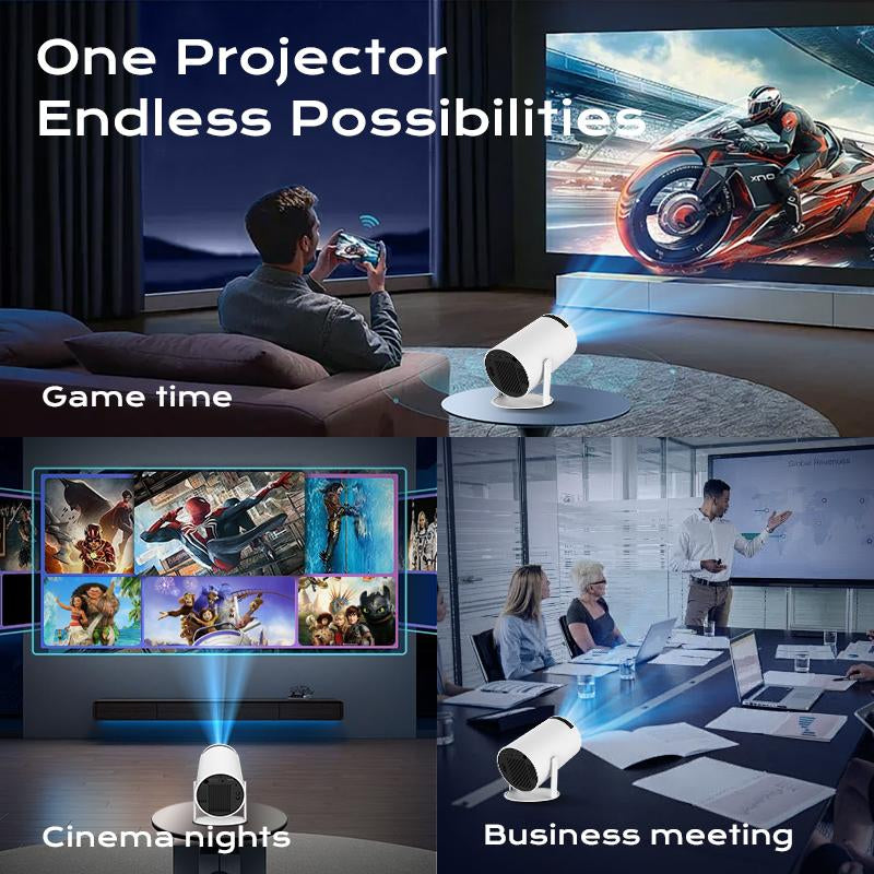 Hy300Pro+ Portable Projector Outdoor Mini 4K Decoding with 5G Wifi 6 & BT 5.0 720P Full HD 160 ANSI Lumens for Android Audio Bluetooth Gaming Home Theater