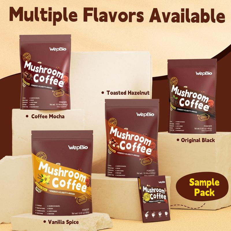 Sugar-Free 11 in 1 Mushroom Coffee Kills Brain Fog Keep Focus Individual Packs 30 Servings Energy Enhancer Clarity Mood Boost Beverage