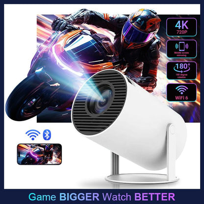 Hy300Pro+ Portable Projector Outdoor Mini 4K Decoding with 5G Wifi 6 & BT 5.0 720P Full HD 160 ANSI Lumens for Android Audio Bluetooth Gaming Home Theater