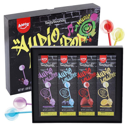 Amos Tastysounds Music Lollipops – Heart-Shaped, Sugar-Free Audio Candies with Bone Conduction Tech | K-Pop Vibe | Strawberry, Blueberry, Watermelon, Blackberry