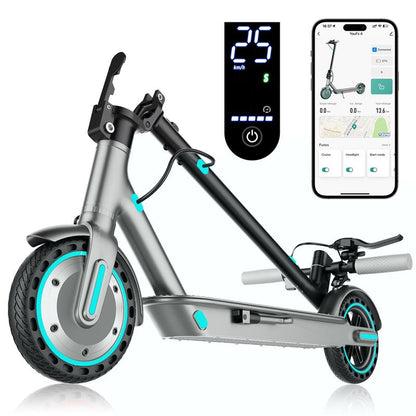 Max Pro Electric Scooter 500W Rear Drive Motor 25MPH Top Speed Dual Hydraulic Suspension 15Ah Large Battery 28 Miles Long Range 5H Fast Charging Foldable Design Smart APP Control Front and Rear Lights Official Warranty