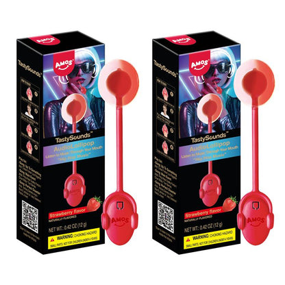Amos Tastysounds Music Lollipops – Heart-Shaped, Sugar-Free Audio Candies with Bone Conduction Tech | K-Pop Vibe | Strawberry, Blueberry, Watermelon, Blackberry