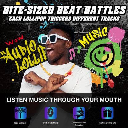 Amos Tastysounds Music Lollipops – Heart-Shaped, Sugar-Free Audio Candies with Bone Conduction Tech | K-Pop Vibe | Strawberry, Blueberry, Watermelon, Blackberry