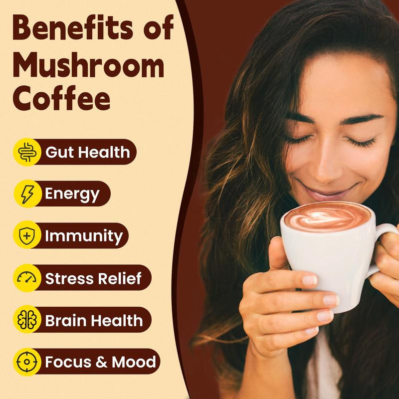 Sugar-Free 11 in 1 Mushroom Coffee Kills Brain Fog Keep Focus Individual Packs 30 Servings Energy Enhancer Clarity Mood Boost Beverage