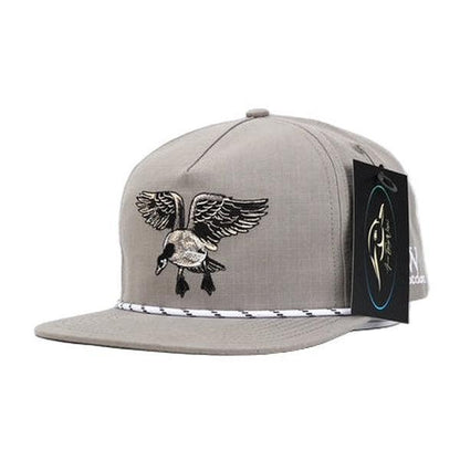 Grey with White/Black Stripe Rope Goose Ripstop Hat Freedom Feather Snapback Baseball Cap Adjustable