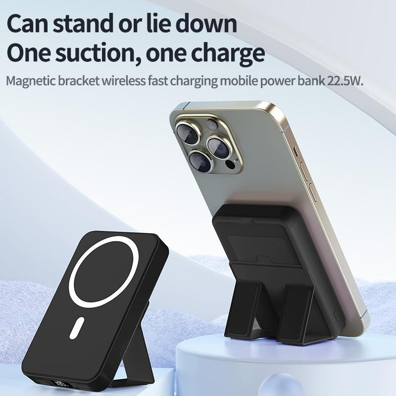 10000Mah Magnetic Power Bank,Foldable Wireless Portable Charger with LED Display,Fast Charging for Iphone 17/16/15/14/13/12 Pro/Pro Max/Plus, Compact Silicone
