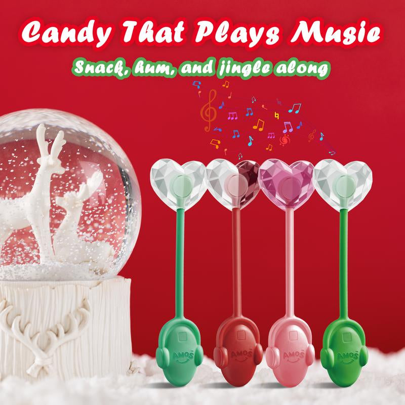 Amos Tastysounds Music Lollipops – Heart-Shaped, Sugar-Free Audio Candies with Bone Conduction Tech | K-Pop Vibe | Strawberry, Blueberry, Watermelon, Blackberry