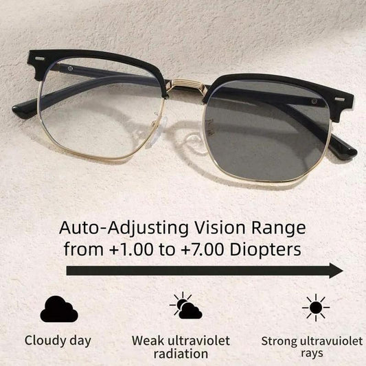 Auto-Focus Reading Glasses for Men & Women — Multi-Distance Vision, UV Auto-Darkening Lenses, Perfect for Reading, Computer, Driving & Daily Wear (6 Styles)