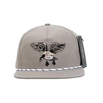 Grey with White/Black Stripe Rope Goose Ripstop Hat Freedom Feather Snapback Baseball Cap Adjustable