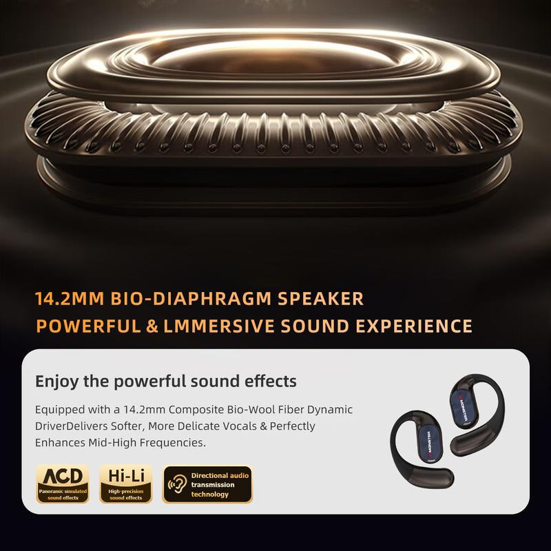 Monster Ear Buds - Headphones Bluetooth with Dual-Fold Design, Noise Isolation - 145H Playtime Wireless Earbuds Bluetooth 6.0, IPX5 Waterproof & Sweatproof Wireless Headphones, Headset Ideal Traveling Gadgets & Electronic Gifts for Men and Women