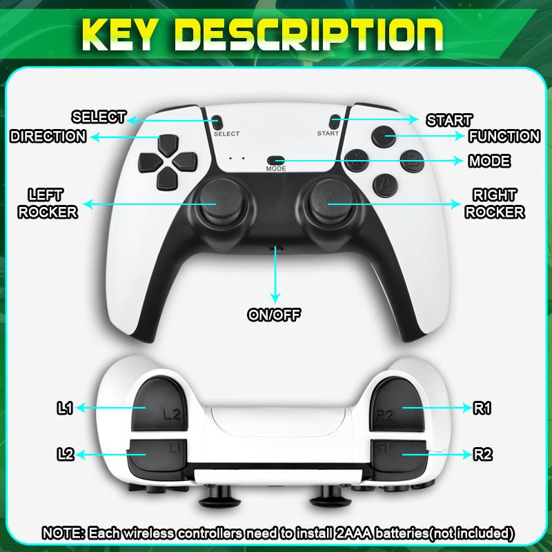 Mass Games Retro Game Console with 20000+ Built-In Games 19 Emulators 2 Wireless Controllers 4K Output & 64GB SD Card Perfect for Kids & Adults - Portable Gaming System,Tiktokshopblackfriday