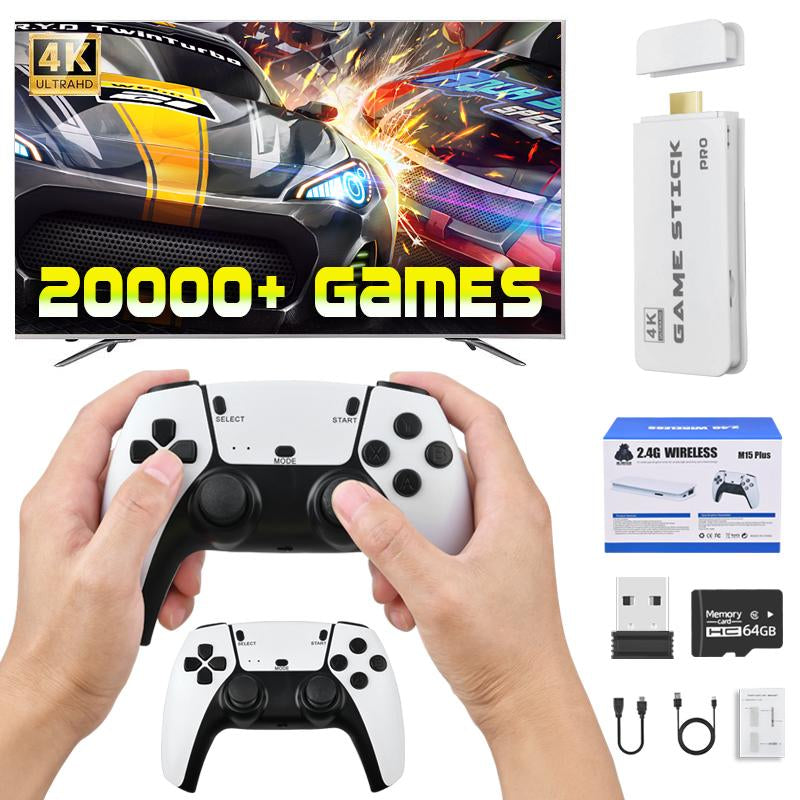 Mass Games Retro Game Console with 20000+ Built-In Games 19 Emulators 2 Wireless Controllers 4K Output & 64GB SD Card Perfect for Kids & Adults - Portable Gaming System,Tiktokshopblackfriday
