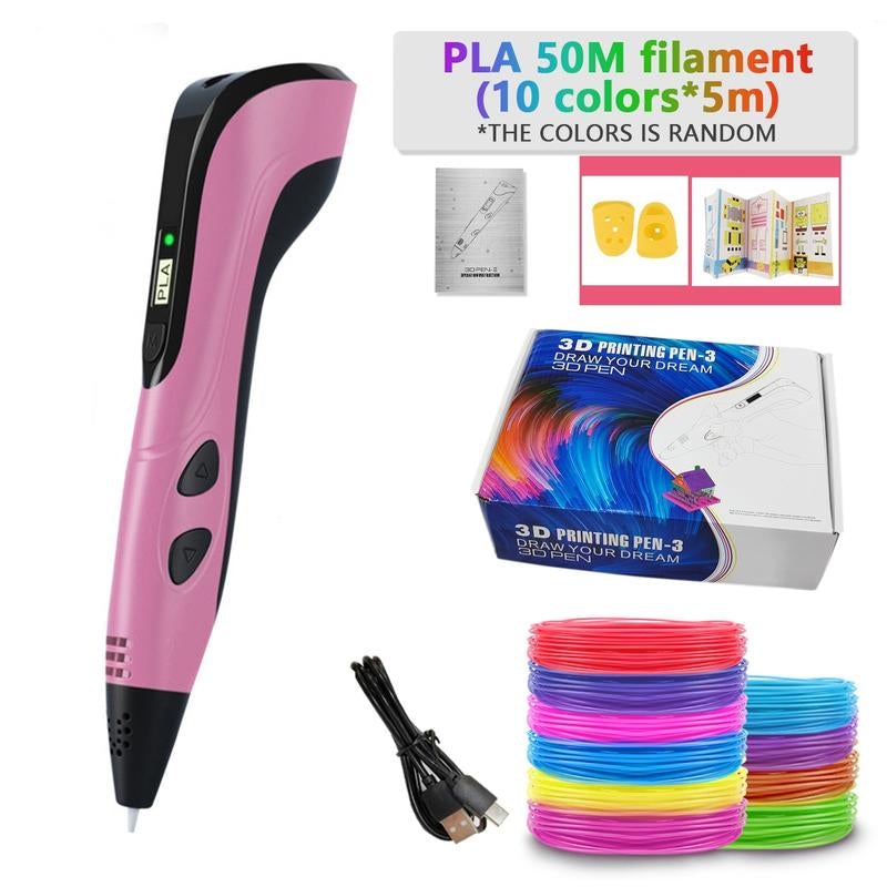 NEW 3D Printing Pen Set, 3D Pen with LCD Display and PLA Filament, Creative DIY Gift for Kids and Children, Ideal for Birthday and Christmas Presents