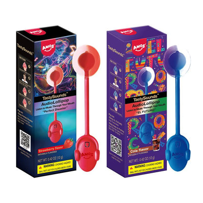 Amos Tastysounds Music Lollipops – Heart-Shaped, Sugar-Free Audio Candies with Bone Conduction Tech | K-Pop Vibe | Strawberry, Blueberry, Watermelon, Blackberry