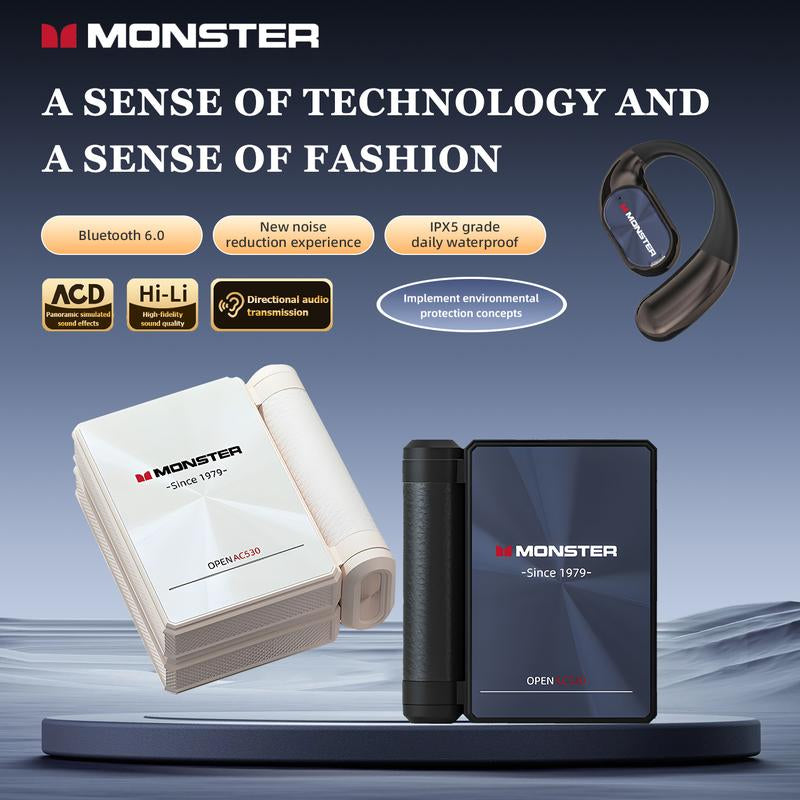 Monster Ear Buds - Headphones Bluetooth with Dual-Fold Design, Noise Isolation - 145H Playtime Wireless Earbuds Bluetooth 6.0, IPX5 Waterproof & Sweatproof Wireless Headphones, Headset Ideal Traveling Gadgets & Electronic Gifts for Men and Women