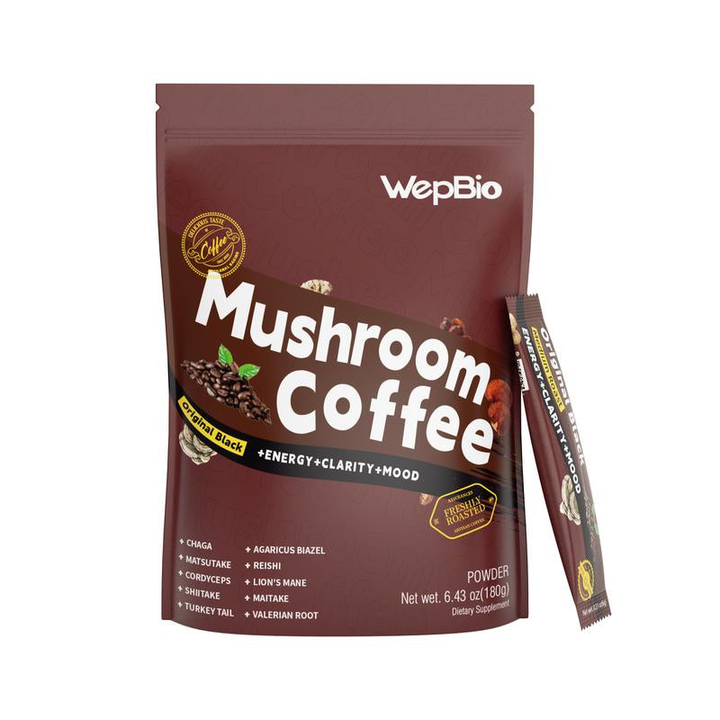Sugar-Free 11 in 1 Mushroom Coffee Kills Brain Fog Keep Focus Individual Packs 30 Servings Energy Enhancer Clarity Mood Boost Beverage