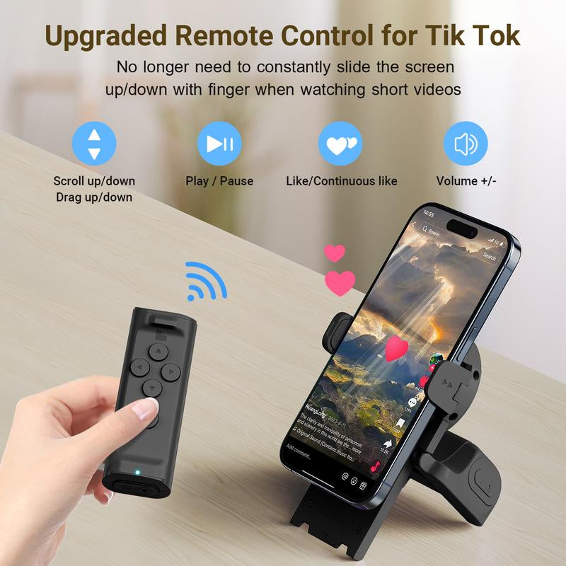 PUTARE Remote Control for Tiktok Scrolling with Smartphone Holder Stand, Wireless Scroller Page Turner, Camera Shutter Video Recording for Ios Android, Cellphone Selfie Accessory,Upgraded,Tiktokshopholidayhaul