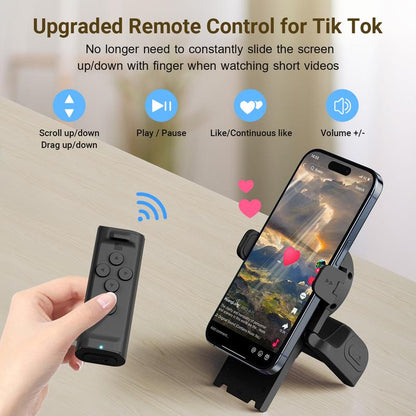 PUTARE Remote Control for Tiktok Scrolling with Smartphone Holder Stand, Wireless Scroller Page Turner, Camera Shutter Video Recording for Ios Android, Cellphone Selfie Accessory,Upgraded,Tiktokshopholidayhaul
