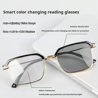 Auto-Focus Reading Glasses for Men & Women — Multi-Distance Vision, UV Auto-Darkening Lenses, Perfect for Reading, Computer, Driving & Daily Wear (6 Styles)
