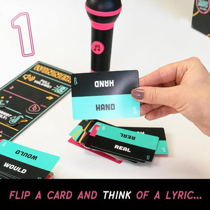 Grab the Mic Karaoke-Style Game with Foam Microphone 125 Word Cards Game Board Player Tokens & Easy Instructions for Non-Singers