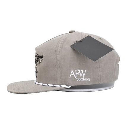 Grey with White/Black Stripe Rope Goose Ripstop Hat Freedom Feather Snapback Baseball Cap Adjustable