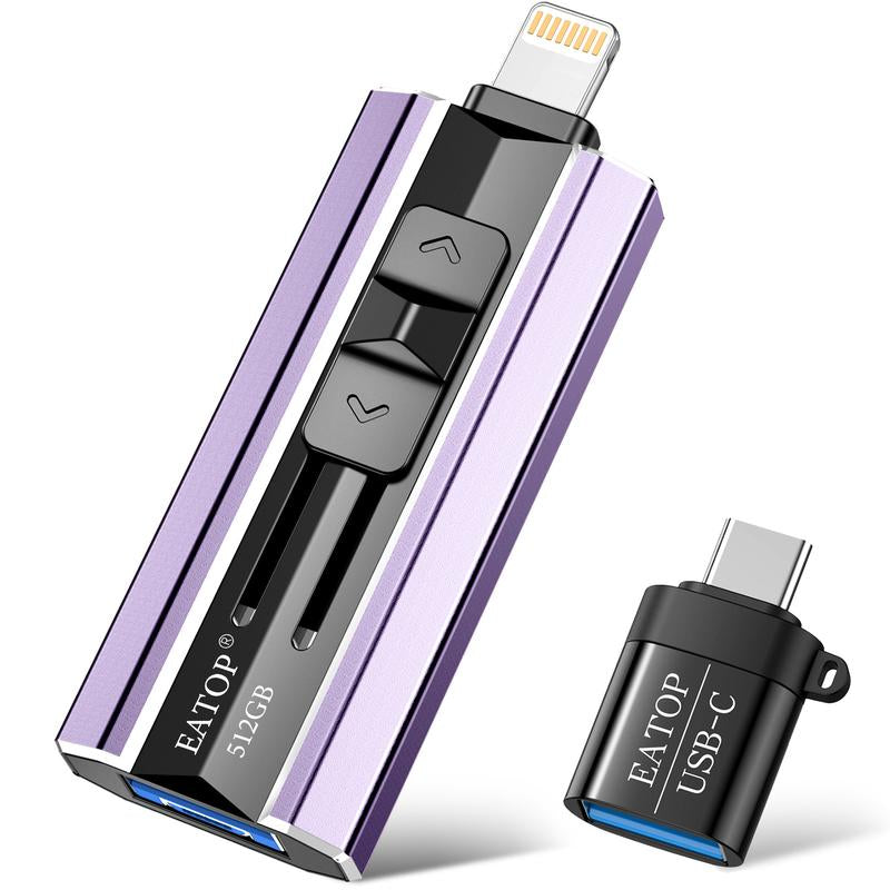 EATOP USB Flash Drive Intended for Iphone Ipad, Memory Stick Storage for Photos and Videos Backup, Compatible with Iphone Ipad Android PC, Plug and Play, No Application Required