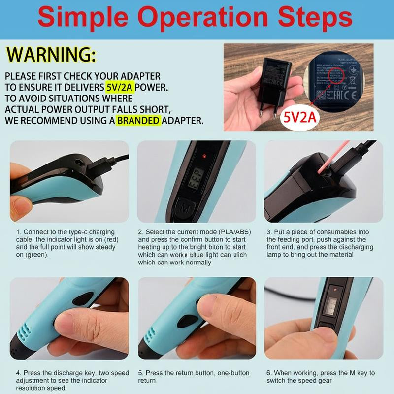 NEW 3D Printing Pen Set, 3D Pen with LCD Display and PLA Filament, Creative DIY Gift for Kids and Children, Ideal for Birthday and Christmas Presents